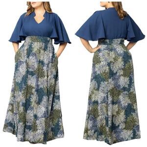 KIYONNA Avisa Flutter Sleeve Maxi Dress Size 4X